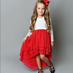 Girls High/Low Red/Silver Dress